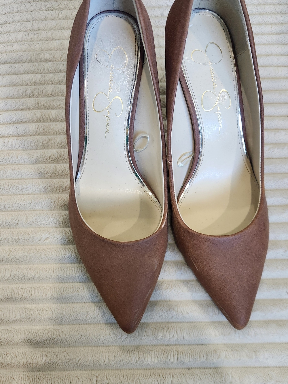 Jessica Simpson Taupe Pointed-Toe Pumps